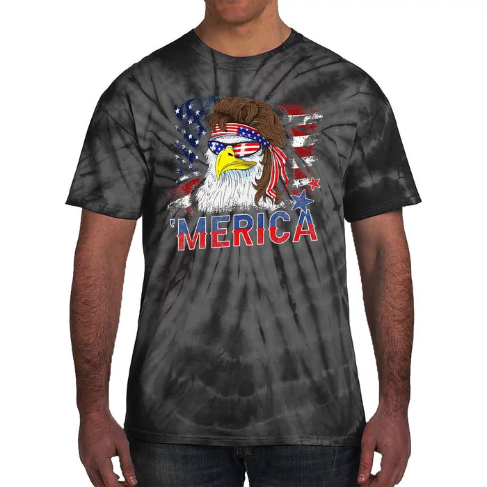 Merica Bald Eagle Mullet 4th Of July American Flag Patriotic Tie-Dye T-Shirt