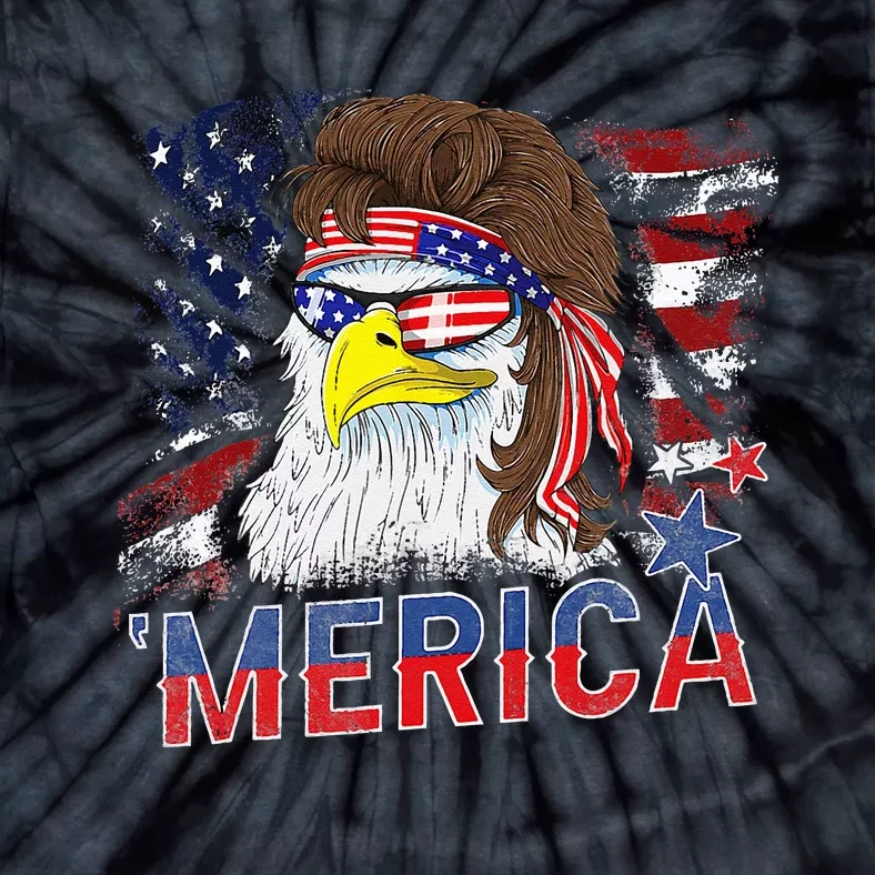 Merica Bald Eagle Mullet 4th Of July American Flag Patriotic Tie-Dye T-Shirt