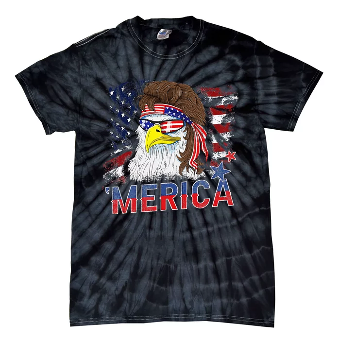 Merica Bald Eagle Mullet 4th Of July American Flag Patriotic Tie-Dye T-Shirt