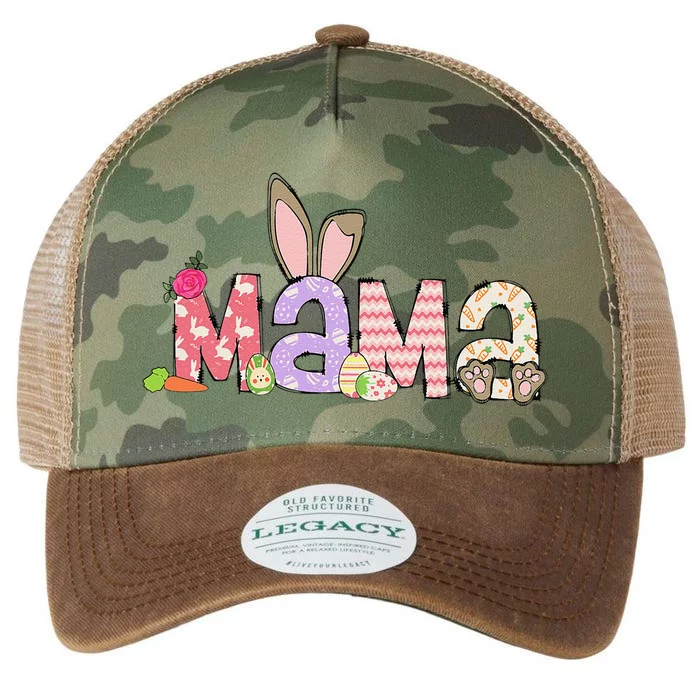 Mama Bunny Easter Mom Pregnancy Expecting Rabbit Mama Legacy Tie Dye Trucker Hat