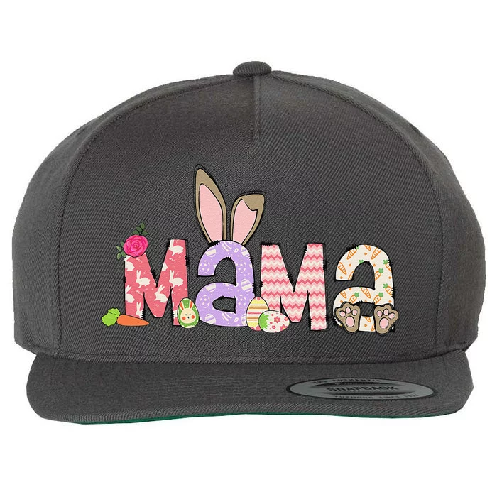 Mama Bunny Easter Mom Pregnancy Expecting Rabbit Mama Wool Snapback Cap