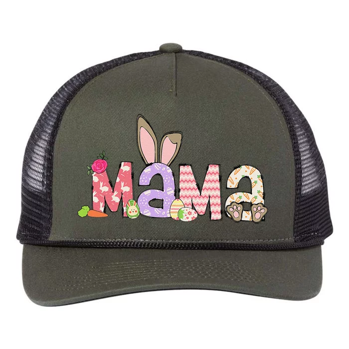 Mama Bunny Easter Mom Pregnancy Expecting Rabbit Mama Retro Rope Trucker Hat Cap