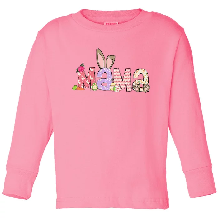 Mama Bunny Easter Mom Pregnancy Expecting Rabbit Mama Toddler Long Sleeve Shirt