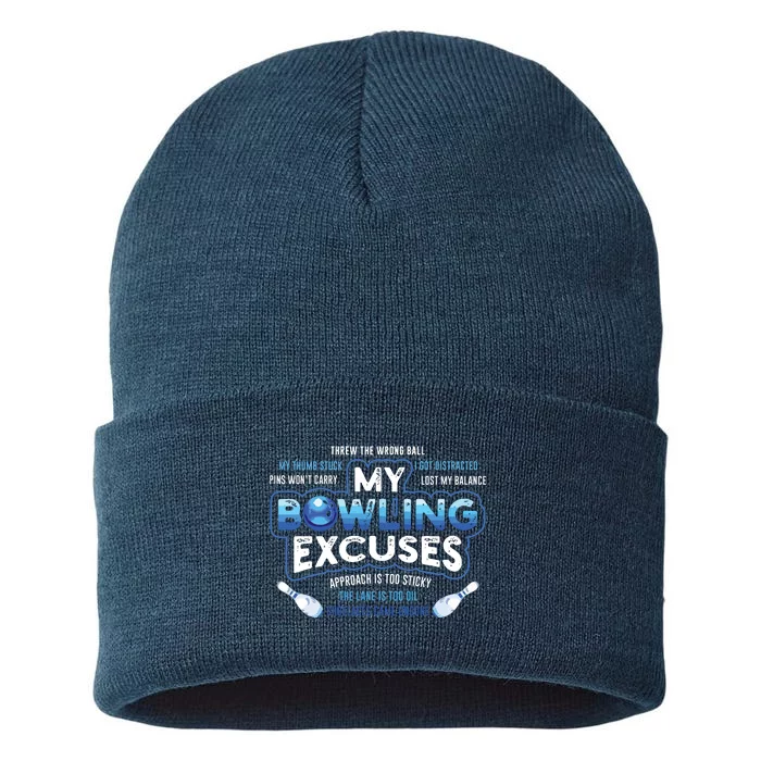 My Bowling Excuses Funny Bowling Gift Sustainable Knit Beanie