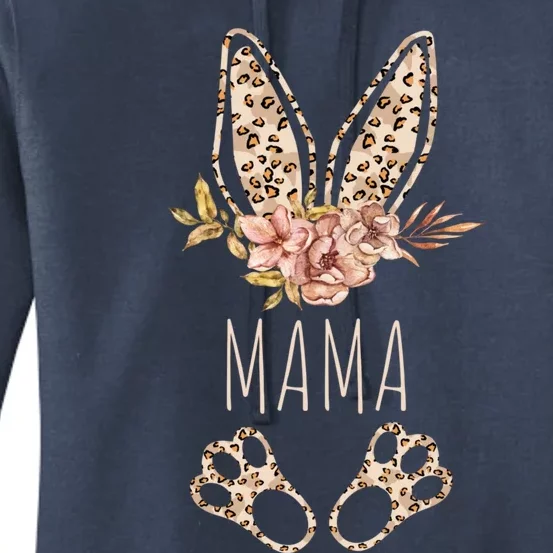 Mama Bunny Easter Bunny Ears Leopard Print Rabbit Easter Mom Gift Women's Pullover Hoodie