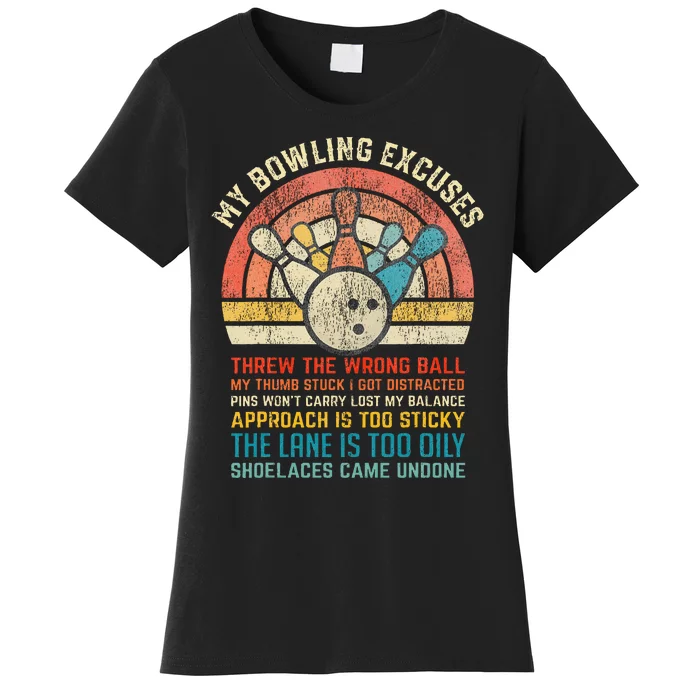 My Bowling Excuses Retro Vintage Funny Bowler Bowling Player Women's T-Shirt