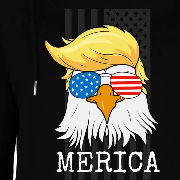 Merica Bald Eagle Trump American Flag Funny Gift Womens Funnel Neck Pullover Hood