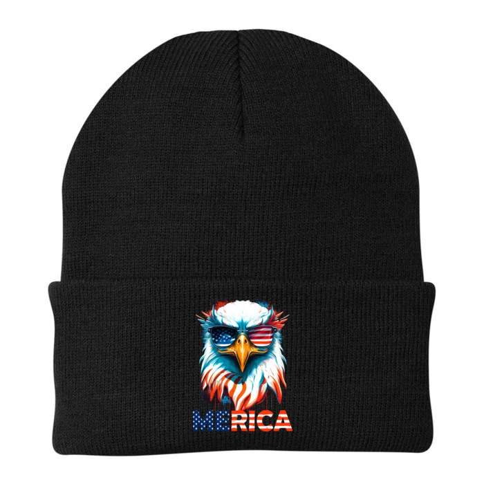 Merica Bald Eagle USA Eagle 4th Of July Patriotic Funny Knit Cap Winter Beanie