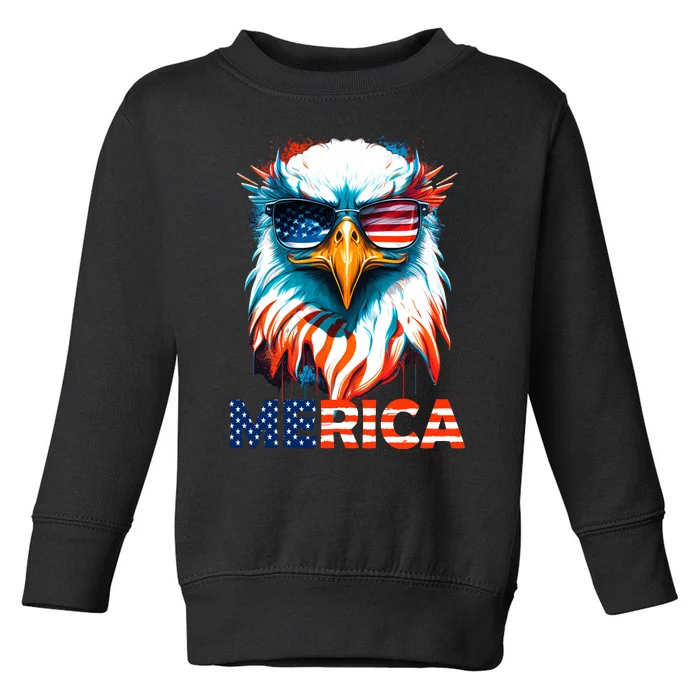 Merica Bald Eagle USA Eagle 4th Of July Patriotic Funny Toddler Sweatshirt