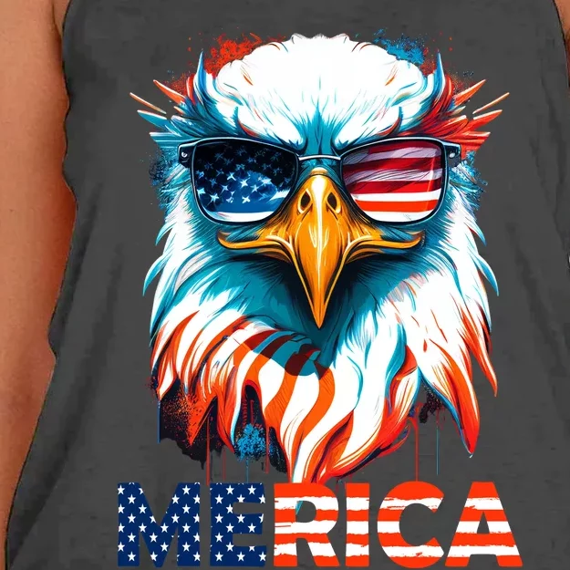 Merica Bald Eagle USA Eagle 4th Of July Patriotic Funny Women's Knotted Racerback Tank