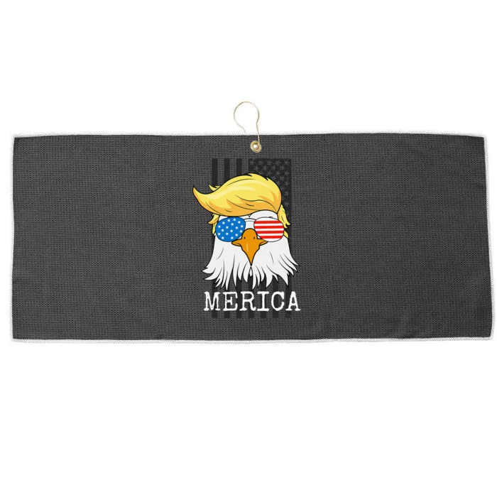 Merica Bald Eagle 4th of July Trump American Flag Funny Gift Large Microfiber Waffle Golf Towel