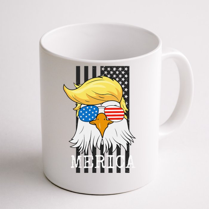 Merica Bald Eagle 4th of July Trump American Flag Funny Gift Front & Back Coffee Mug