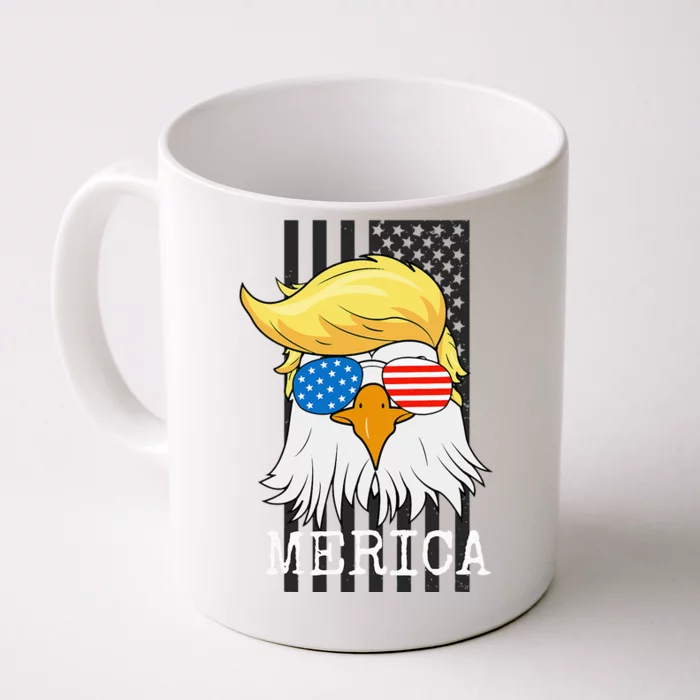 Merica Bald Eagle 4th of July Trump American Flag Funny Gift Front & Back Coffee Mug