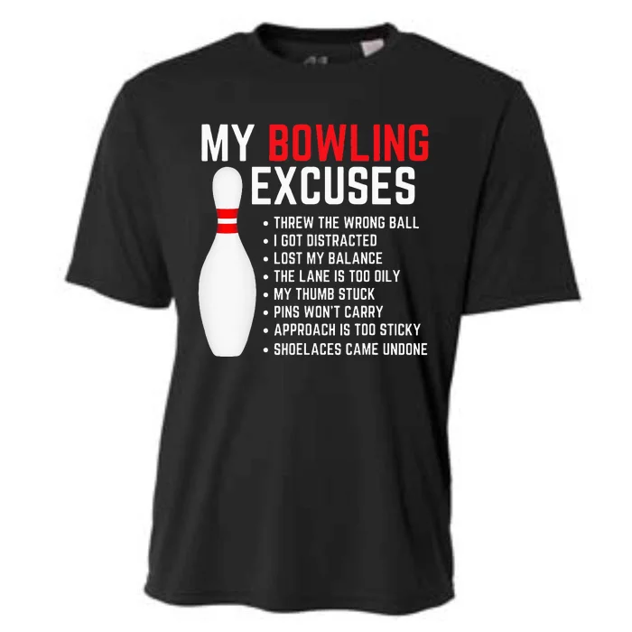 My Bowling Excuses Bowler Funny Bowling Cooling Performance Crew T-Shirt