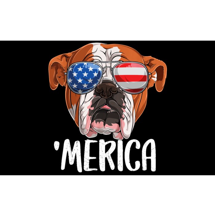 Merica British English Bulldog Dog 4th of July American Flag Bumper Sticker