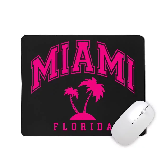 Miami Beach Florida Palms Palm Trees Preppy Varsity Pink Mousepad