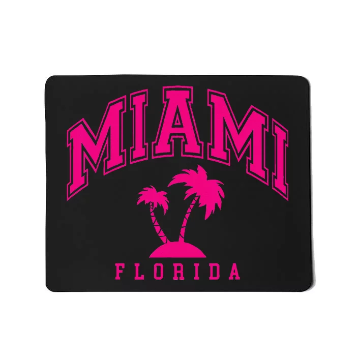 Miami Beach Florida Palms Palm Trees Preppy Varsity Pink Mousepad