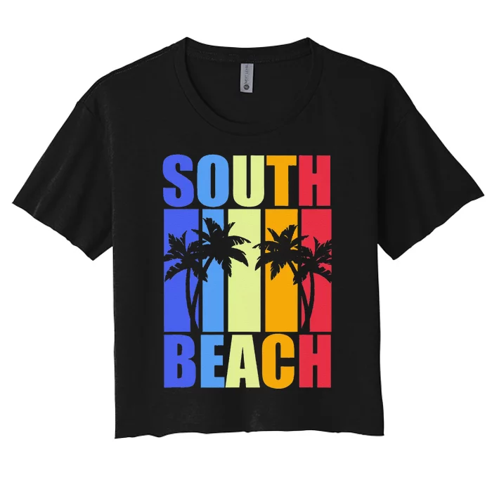 Miami Beach Florida Souvenir Colourful South Beach Women's Crop Top Tee