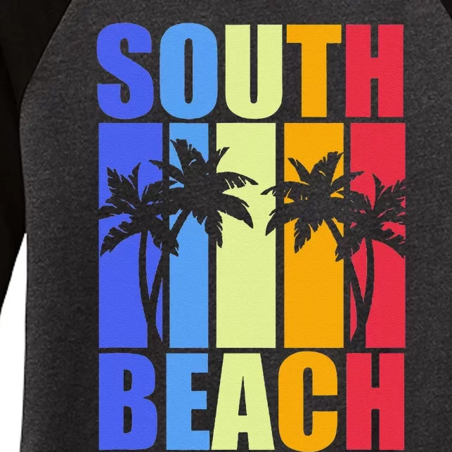 Miami Beach Florida Souvenir Colourful South Beach Women's Tri-Blend 3/4-Sleeve Raglan Shirt