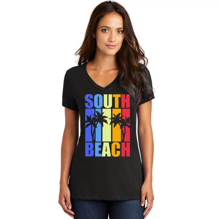 Miami Beach Florida Souvenir Colourful South Beach Women's V-Neck T-Shirt