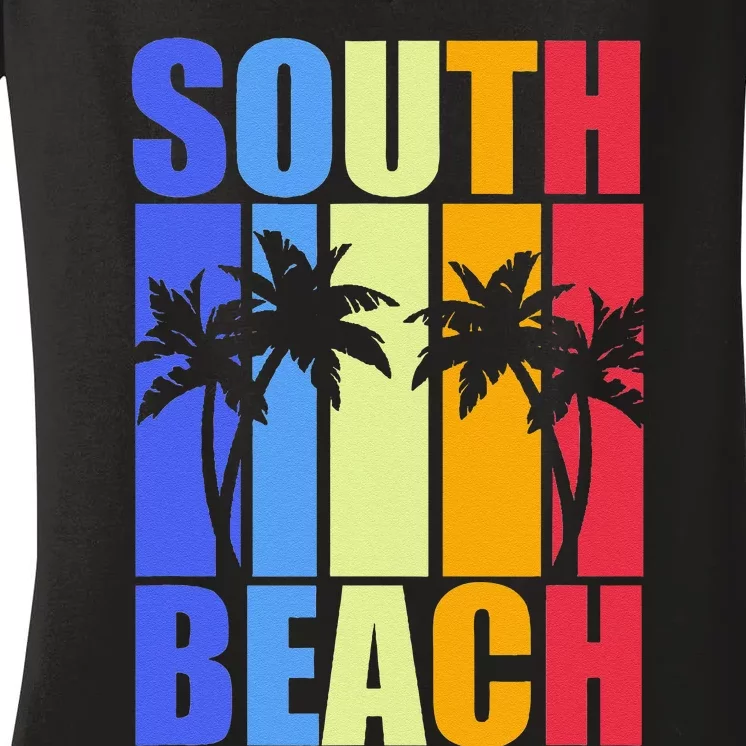 Miami Beach Florida Souvenir Colourful South Beach Women's V-Neck T-Shirt