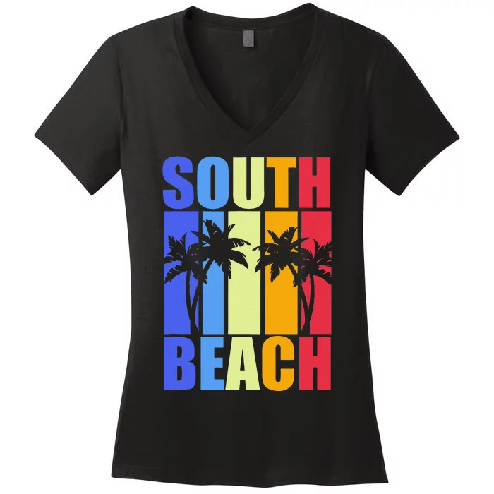 Miami Beach Florida Souvenir Colourful South Beach Women's V-Neck T-Shirt