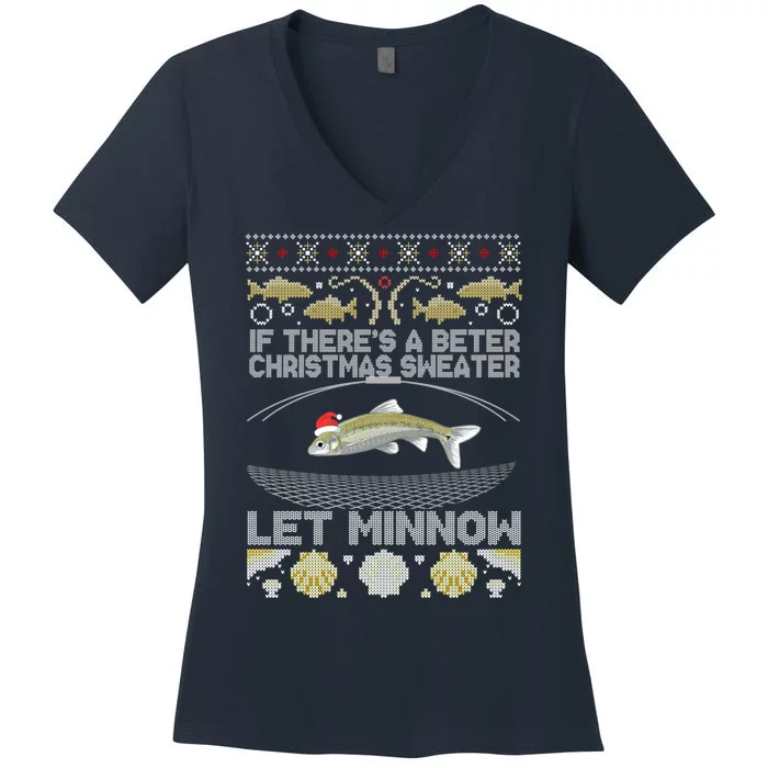 Minnow Bait Fish Trap Angler Fishing Women's V-Neck T-Shirt