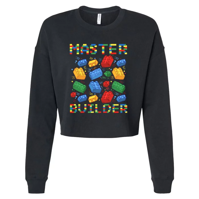 Master Builder Funny Building Blocks Gift Cropped Pullover Crew