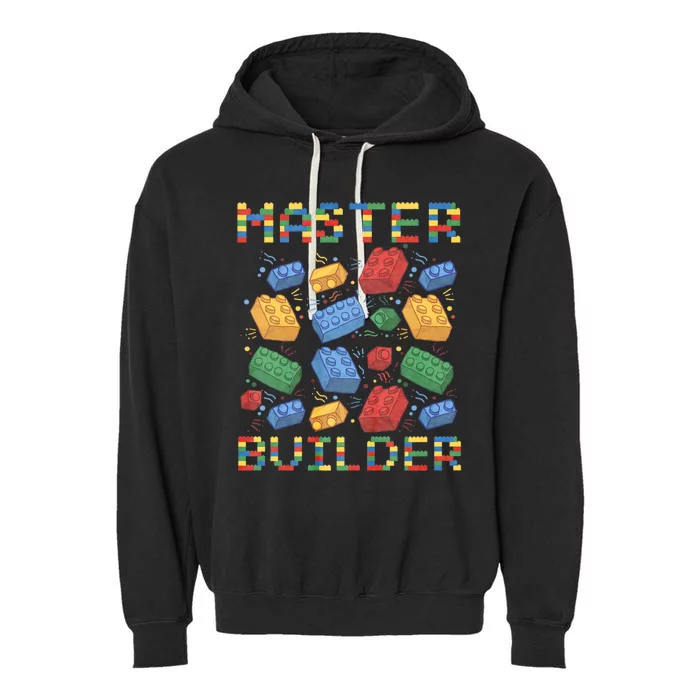 Master Builder Funny Building Blocks Gifts Garment-Dyed Fleece Hoodie