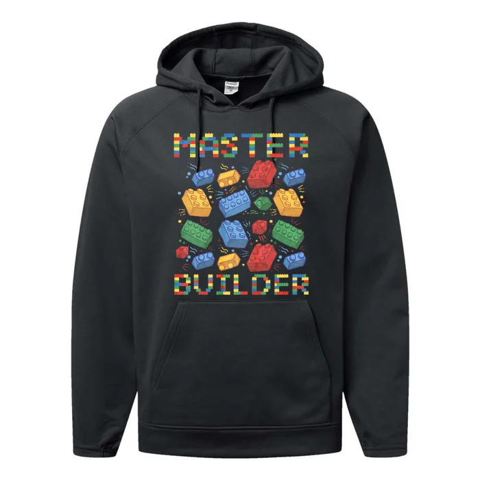 Master Builder Funny Building Blocks Gifts Performance Fleece Hoodie