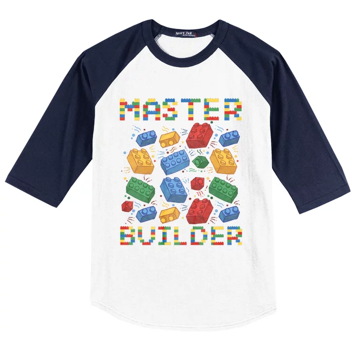 Master Builder Funny Building Blocks Gifts Baseball Sleeve Shirt