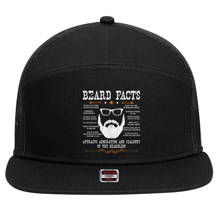 Mens Beard Facts Beard Lover 7 Panel Mesh Trucker Snapback Hat