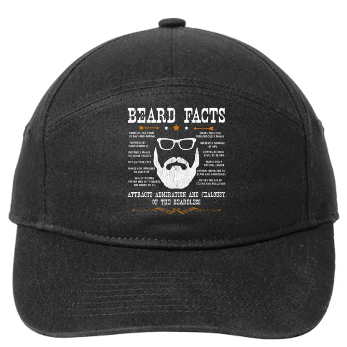 Mens Beard Facts Beard Lover 7-Panel Snapback Hat