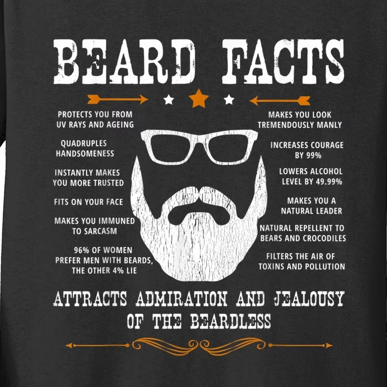 Mens Beard Facts Beard Lover Kids Long Sleeve Shirt