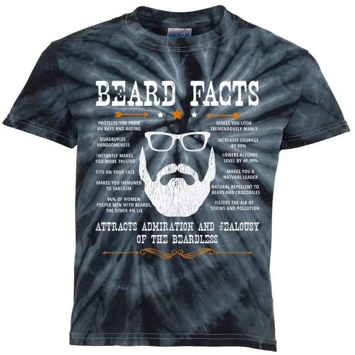 Mens Beard Facts Beard Lover Kids Tie-Dye T-Shirt