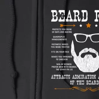 Mens Beard Facts Beard Lover Full Zip Hoodie