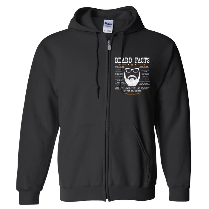 Mens Beard Facts Beard Lover Full Zip Hoodie