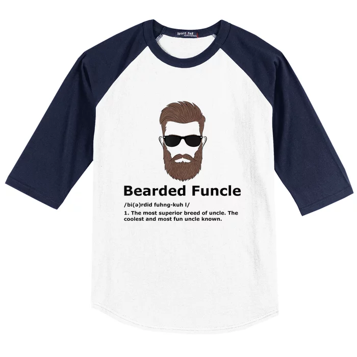 Mens Bearded Funcle Funny Uncle Definition Baseball Sleeve Shirt