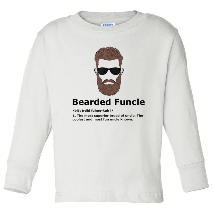 Mens Bearded Funcle Funny Uncle Definition Toddler Long Sleeve Shirt