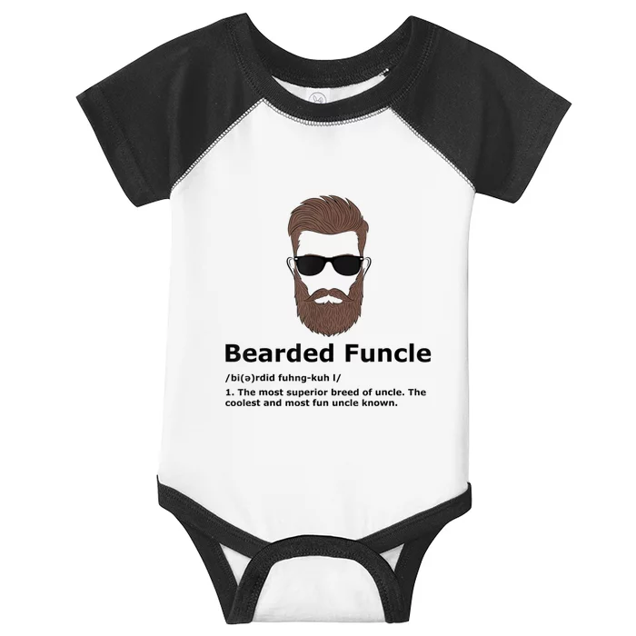 Mens Bearded Funcle Funny Uncle Definition Infant Baby Jersey Bodysuit