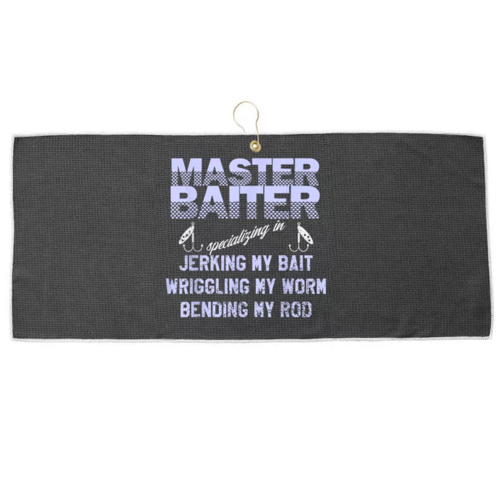 Master Baiter Funny Fishermans Skills List Gift Large Microfiber Waffle Golf Towel