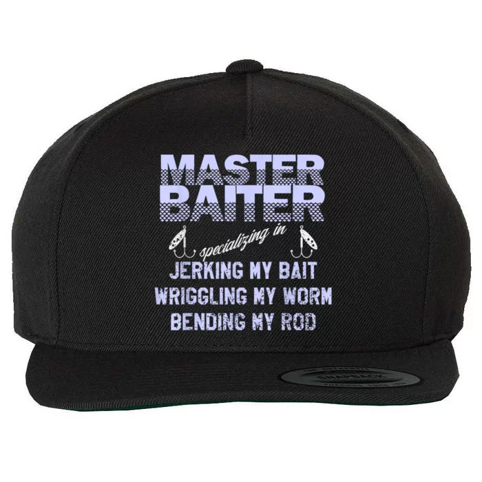 Master Baiter Funny Fishermans Skills List Gift Wool Snapback Cap