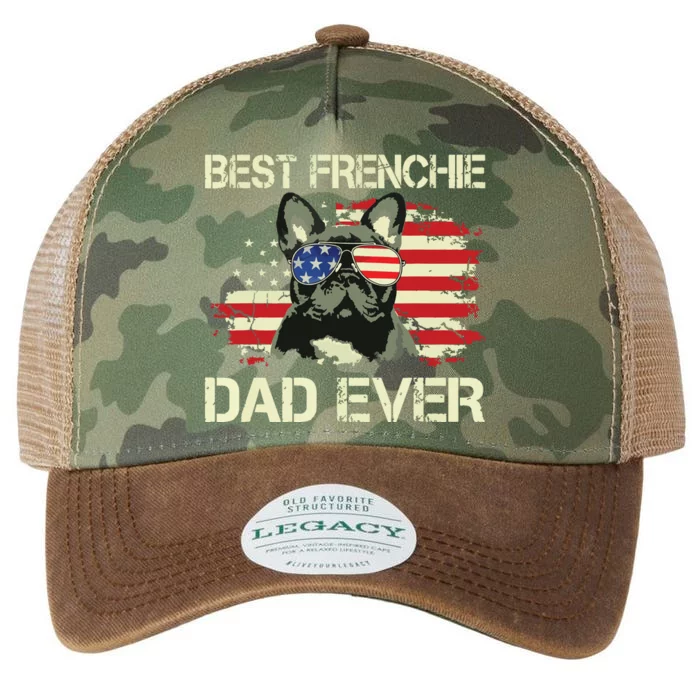 Men Best Frenchie Dad Ever Bulldog American Flag Gift Legacy Tie Dye Trucker Hat