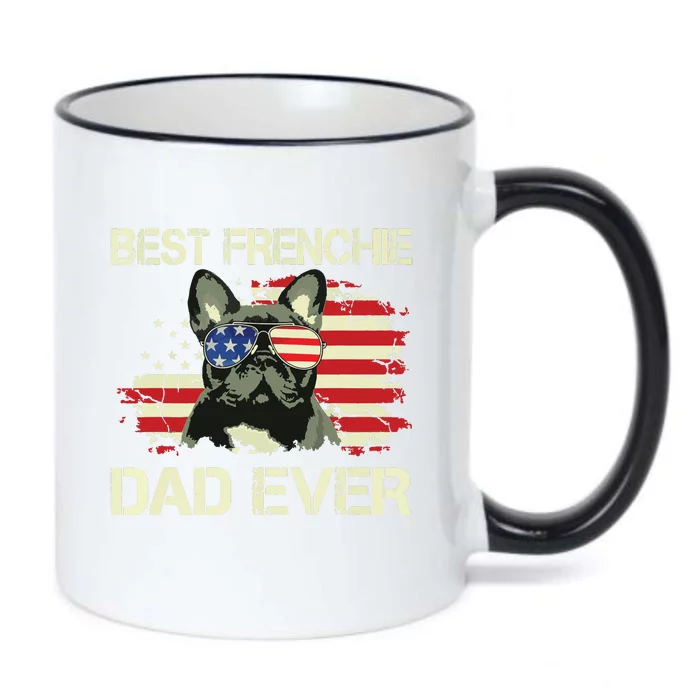 Men Best Frenchie Dad Ever Bulldog American Flag Gift Black Color Changing Mug