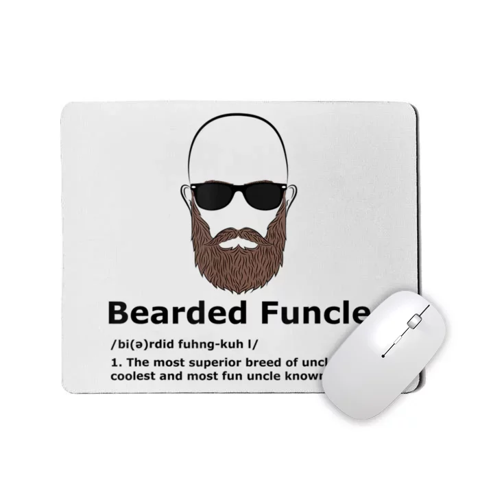 Mens Bearded Funcle Funny Bald Uncle Definition Mousepad