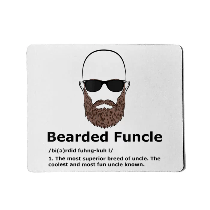 Mens Bearded Funcle Funny Bald Uncle Definition Mousepad