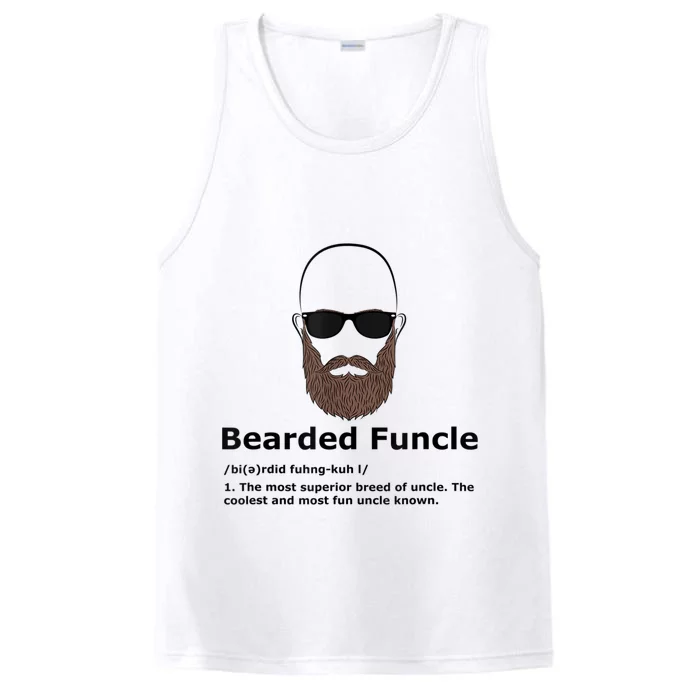 Mens Bearded Funcle Funny Bald Uncle Definition Performance Tank