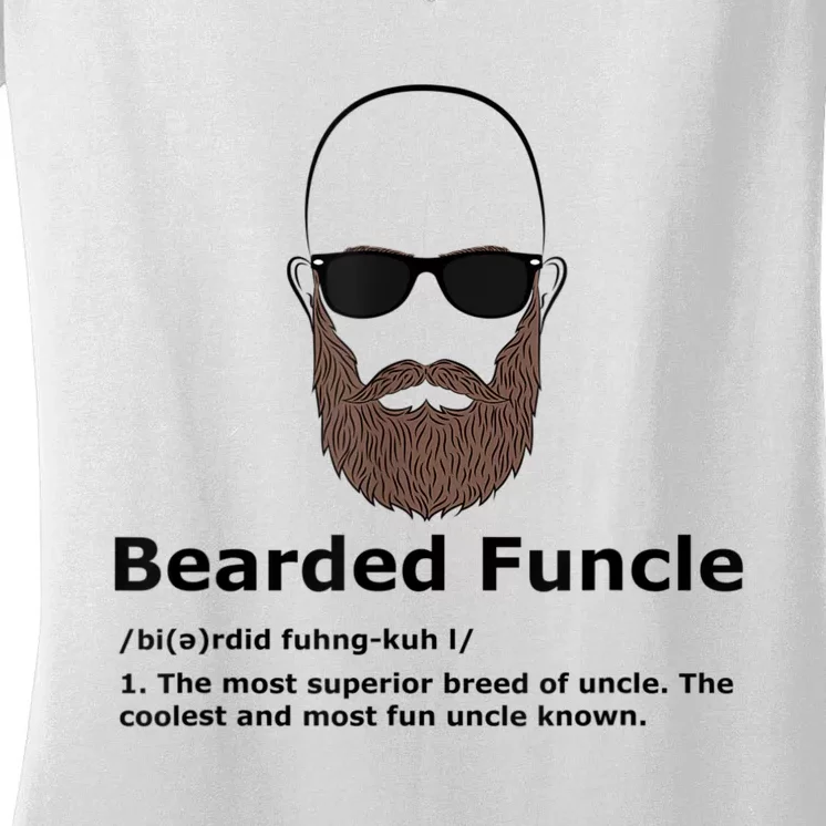 Mens Bearded Funcle Funny Bald Uncle Definition Women's V-Neck T-Shirt