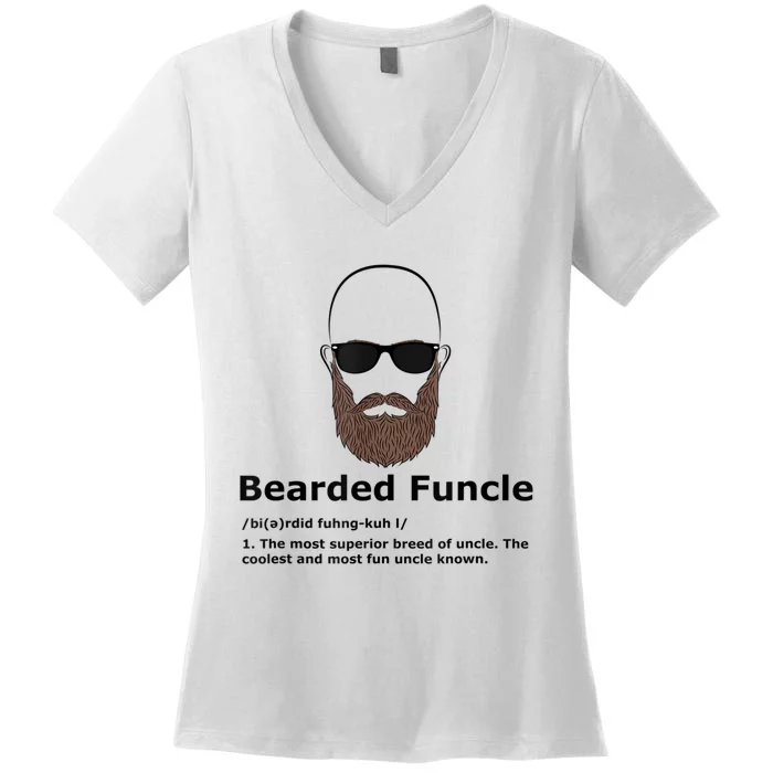 Mens Bearded Funcle Funny Bald Uncle Definition Women's V-Neck T-Shirt