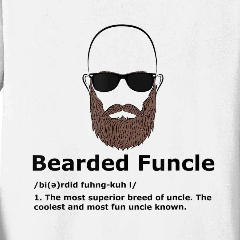 Mens Bearded Funcle Funny Bald Uncle Definition Kids Long Sleeve Shirt